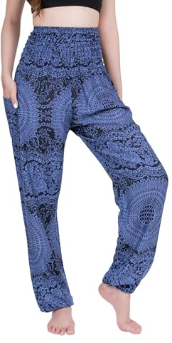 CHAINUPON Haremshose für Damen, Boho, lockere Yogahose, lässig, Bohemian, Hippie, Lounge, Elefant, Pyjamahose