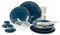 Rosenthal 24-teilig Teller Essgeschirr, Tafel, Junto Ocean Blue Aquamarine Set, Porzellan, Besteck Edelstahl rostfrei, Leinen Serviette