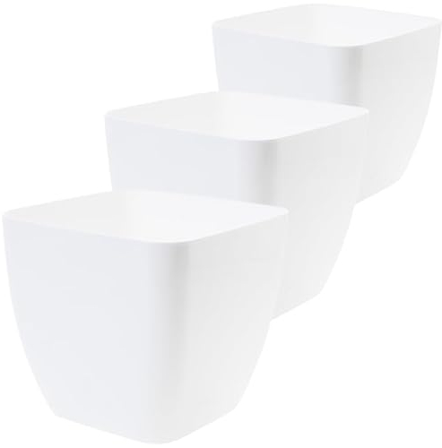 SUSTANIA Blumentopf Quadrat, 3er Set, Weiß - Stilvolle und Langlebige Pflanzkübel - Blumentöpfe für Drinnen und Draußen - Widerstandsfähig gegen Wetter und UV-Strahlen, Pflegeleicht