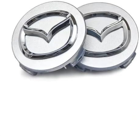 4 Stück Auto Radnabenkappen für Mazda MX-5 NB,ABS Nabendeckel Radnabenabdeckung Felgenkappen Radnaben Zentralabdeckung mit Auto Logo Emblem Zubehör, low foot-Silver