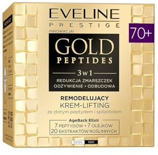 Eveline Cosmetics Gold Peptides Luxus Liftingcreme 70+ - Anti-Falten, Straffende und Feuchtigkeitsspendende Gesichtscreme für Reife Haut - 50ml