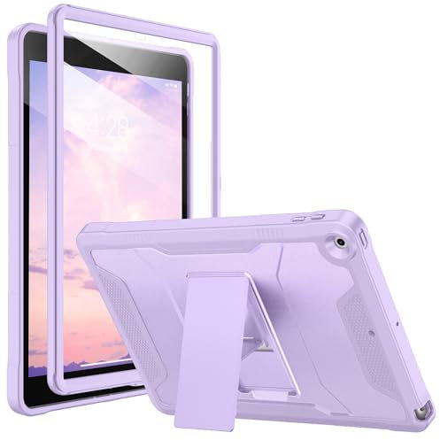 Soke Case for iPad 9th/8th/7th Generation 10.2-Inch (2021/2020/2019 Release), with Built-in Screen Protector and Kickstand, Rugged Full Body Protective Cover for Apple iPad 10.2 Inch -Violet