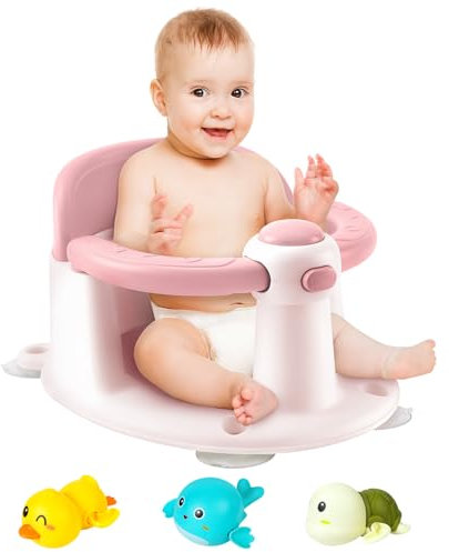 Asiento de baño para bebé, asiento de bañera para bebés de 6 meses en adelante, esencial para el baño del bebé, gran regalo de baby shower para recién nacidos y nuevas madres