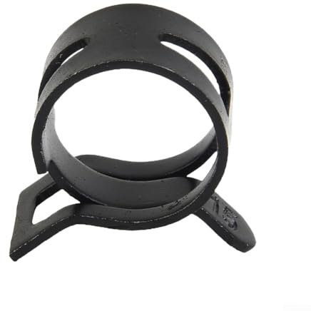 Abrazadera de manguera con clip de resorte, negro, 10 piezas, reutilizable, flexible, distribución de presión (15 mm)