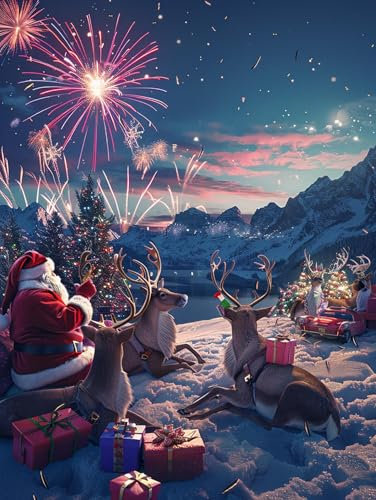 Reofrey - Le père Noël Peinture Numero Adulte Peinture Enfants | Noël Peinture par numéros Kits | Set Peinture Acrylique DIY avec pinceaux | 40x50 cm sans Cadre