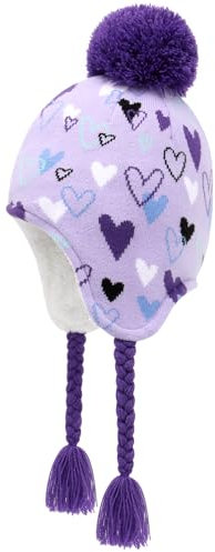 JANGANNSA Winter Peruvian Hat Earflap Fleece Lined Pompon Knit Hat Beanie for 3-5T Baby Girls