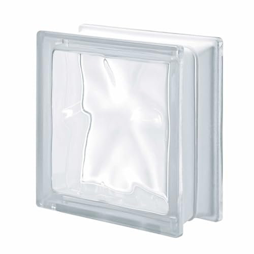 Vetromattone ondulato trasparente, mattone vetrocemento chiaro lucido 19x19x8 cm - 10 pezzi (Trasparente)