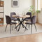 DEYARNA HOME Essgruppe Set Tisch und Stühle, 100cm Runder Esstisch und 4 Leinen-Esszimmerstühle, Esstisch und Stühle für Küche, Esszimmer und Wohnzimmer (Helle Holzfarbe+Schwarz)