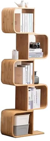 S-förmiges, kreatives Multifunktions-Bücherregal, geformt, bodenstehend, großes Fassungsvermögen mit Stauraum, für Wohnzimmer, Büro (165 cm)