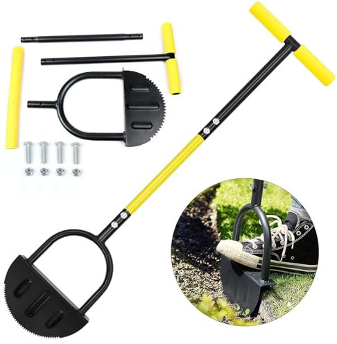 Polegas Garden Lawn Edger Tool, Half Moon Edger with T Grip, Manual Lawn Edger Tool for Grass, Gardens, Flower Beds, Sidewalks