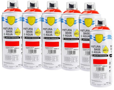various - Pintura Spray Base Agua 400ml,Ecológica y Sin Olor,Para Muebles,Metal,Plástico y Madera,Colores Duraderos,Cobertura Uniforme - Naranja Pastel,6 unidad