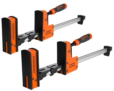 JORGENSEN 18-Inch Parallel Bar Clamp, Heavy-Duty Cabinet Master Clamp for Woodworking Glue-Up, 2200 lbs Force, Quick Release, Spreader Function, 2-Pack