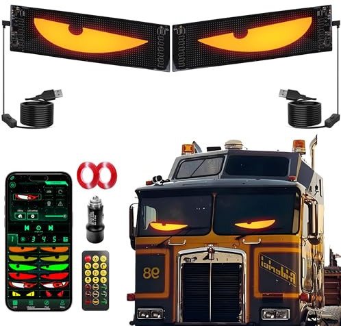 2 x Teufelsaugen Lichter für Auto, 23,6 x 4,7 Zoll, Teufelsaugen Licht für Windschutzscheibe, Teufelsaugen Licht für LKW, dynamische LED-Leuchten für große Augen für