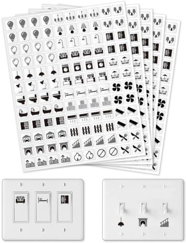 GOMAKERER 600 Stück Lichtschalter Aufkleber 29 Designs Transparente Schalter ID Aufkleber Schwarze Schalttafel Etikettenaufkleber Für Zuhause Küche Bad Büro Schule