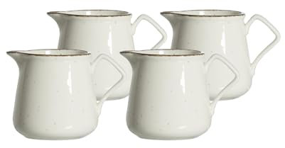 Ritzenhoff & Breker Krüge-Set Casa 4-teilig, 330 ml, Servierkrüge im Vintage-Look, Mix & Match-Geschirr, Spülmaschinenfest & Mikrowellengeeignet, Porzellan, Creme