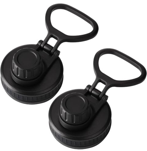 2Pcs Wide Mouth Water Bottle Lid, Leak-Proof Water Bottle Lid with Flexible Handle, Glossy & Smooth Spout BPA Free Replacement for Sports Bottles