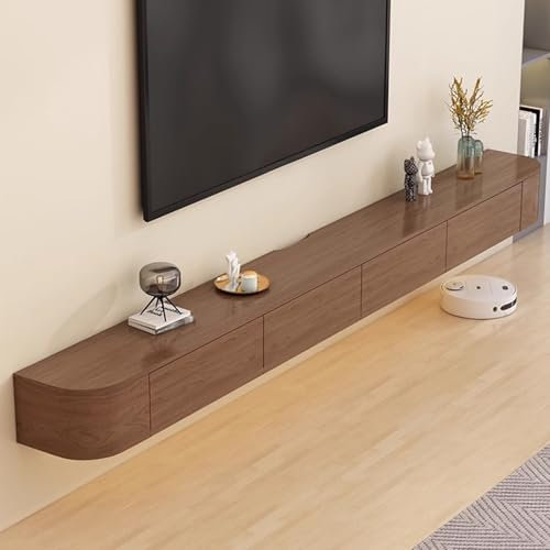 Walnut-Colored Wooden TV Cabinet Floating TV Unit With Drawers Living Room Media Wall Mounted Cabinet With Mounting Accessories(120CM/47.2IN)