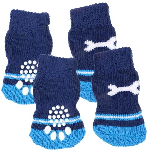 Toyvian 2 Paare rutschfeste Hundesocken aus Strapazierfähiger Baumwolle Atmungsaktive Warme Haustiersocken für Kleine Hunde Wie Sitzende Pfotenschutzsocken Bequem und Leicht für Winter und