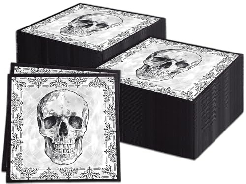 Halloween Servietten 40 Stück, Schädel Design Halloween Party Deko Servietten 33x33cm, Gruselige HalloweenTischdeko