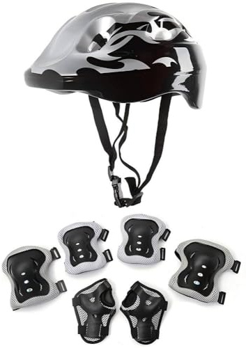 Set di protezioni per il polso con casco e ginocchiere, ginocchiere e gomitiere, pattinaggio, scooter, protezioni per il polso, set sportivo per ciclismo, skateboard, roller (#2)