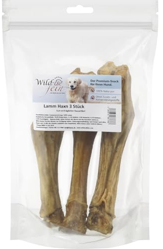 Wild & Fein Lammhaxn - 3 Stück - natürlicher Kausnack für Hunde