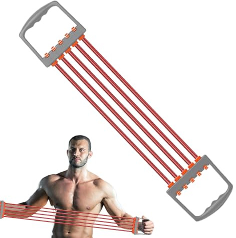 Brustexpander - Stahlfeder Fitness Trainingsgerät | 5 Verstellbare Federn Elastisches Armtrainer Band Stretch Seil Robust Ergonomisch Für Büro Gym Muskelaufbau Krafttraining Oberkörper Übung