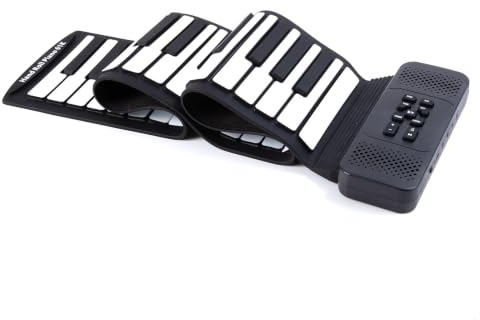 MARVTOWN 61 Tasten, tragbare, flexible aufrollbare Klaviertastatur für Kinder, faltbares elektrisches Keyboard mit Lautsprecher, 14 Demo-Songs, 128 Töne, Kopfhörer, Typ-C-Aufladung, bestes Geschenk