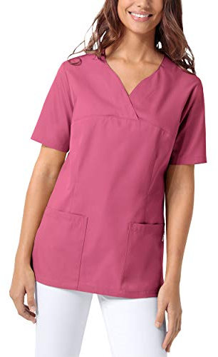 CLINIC DRESS Schlupfkasack Damen Kasack für die Pflege 1/2 Arm Regular Fit Länge ca. 70 cm 50% Baumwolle 95 Grad Wäsche Rosenholz, L