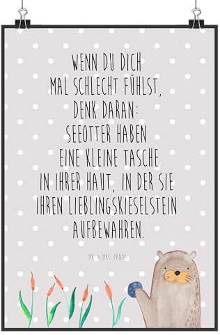 Mr. & Mrs. Panda Bild Otter Stein DIN A5 - Geschenk, Fun Facts, Posterdruck, Witzige Fakten, wanddeko, kunstdruck poster, Pflanzen, Seeotter, drucke, Wandbild