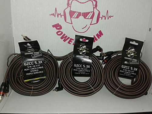 Kit 3 Coppie Cavi RCA Ground Zero 5 metri con remote GZCC 5.3X Cavo rca a TRIPLA SCHERMATURA Alta qualità