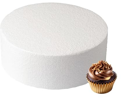 Culpitt 8 x 5 Round Cake Dummy, Straight Edge Cake Form, Practice Cake Decorating or Use for Creating Long-Lasting Displays, Smooth Polystyrene