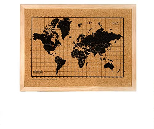 Milimetrado - Weltkarte aus schwarzem Kork - Weltkarte aus Kork für die Wand