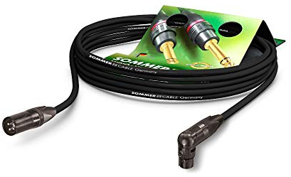 Sommer Cable Mikrofonkabel Stage 22 Highflex XLR male 3-pol Neutrik NC3MXX-BAG/XLR 3-pol female abgewinkelt Neutrik NC3FRX-BAG, schwarz, Made in Germany by Sommer Cable (2,5m)