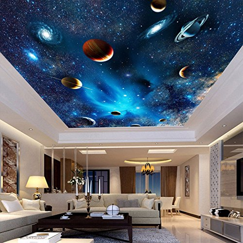 Universum Weltraum Planet Nachthimmel Sterne Fototapete Für Kinder Schlafzimmer Wohnzimmer Deckenwanddekor Benutzerdefinierte 3D Wallpaper, 350 × 245 Cm