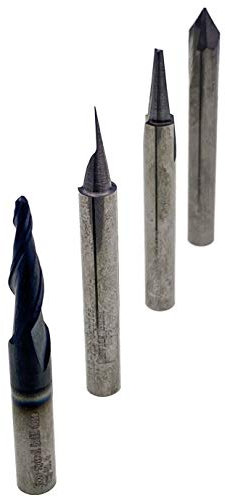 Engraving Wood Carving Router Bit Set - 4pcs 15°,20°,60°, tapered angle ball nose (r 1.0mm) - Solid Carbide - 1/4” Shanks - USA Veteran Owned