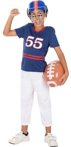 Funidelia | American Football Kostüm für Jungen Rugby, Quarterback, American Football, Berufe - Kostüm für Kinder & Verkleidung für Partys, Karneval & Halloween - Größe 5-6 Jahre - Blau