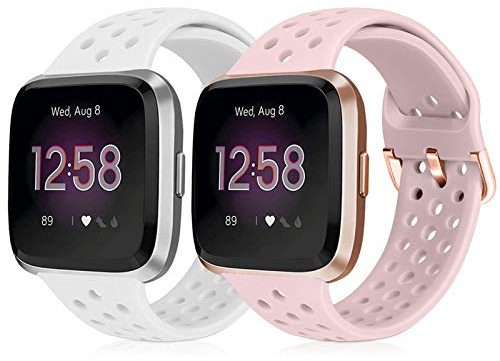 Runostrich Sport Strap Compatible with Fitbit Versa 2/Fitbit Versa/Versa Lite/SE, Soft Silicone Band Replacement Breathable Wristband Accessories for Smart Fitness Watch for Women Men