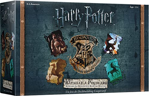Asmodee - HARRY POTTER : BATAILLE A POUDLARD - Extension Boite des Monstres - Jeu Deckbuilding Coopératif dès 11 ans - Jeu de Base Nécessaire - 2 à 4 Joueurs- 30 à 60 Min - En Français - USAopoly