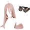 GZIRUE Rosa Lange Gerade Perücke für Miu Iruma Cosplay Wig Halloween Party Kostüm Wig mit Brille Steampunk Antique Goggles Glasses DRV3