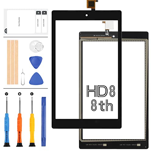 Ersatz-Display Compatible Amazon Kindle Fire HD8 HD 8 8. Generation 2018 L5S83A 8 Zoll Touchscreen Digitizer Vollglas Sensor Objektiv Panel Reparatur-Set mit gratis Werkzeug (nicht LCD)