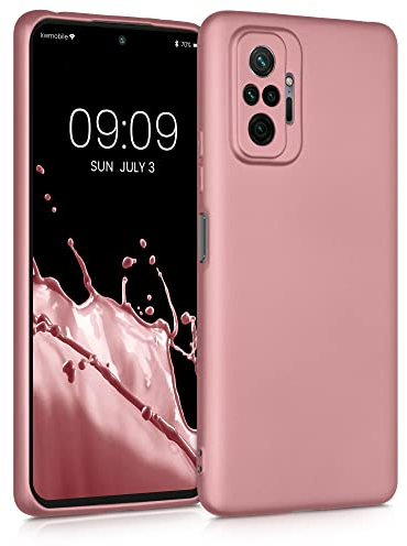 kwmobile Case kompatibel mit Xiaomi Redmi Note 10 Pro Hülle - Schutzhülle aus Silikon metallisch schimmernd - Handyhülle Metallic Rosegold