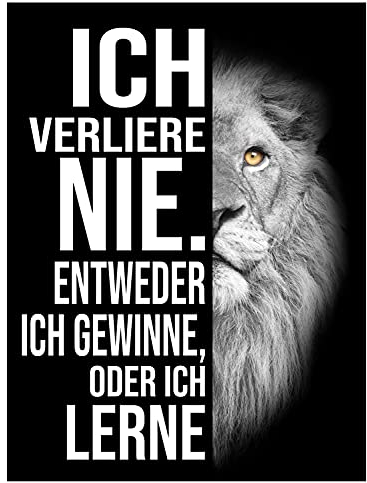 wandmotiv24 Deko Wandbild aus Acrylglas, Größe 40x30cm, Hochformat, Verlieren oder gewinnen, Löwe, Bilder zur Motivation, Dekoration Wohnung modern, Deko, Acryl, Wanddeko Schlafzimmer M0091