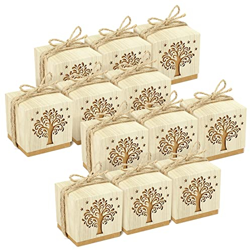 LEMESO Scatoline Portaconfetti Bomboniere Comunione Albero della Vita 25 pz Bomboniere Cresima Matrimonio Scatoline Kraft Carta per Confetti Caramelle Prima Comunione Battesimo Sposi Nascita