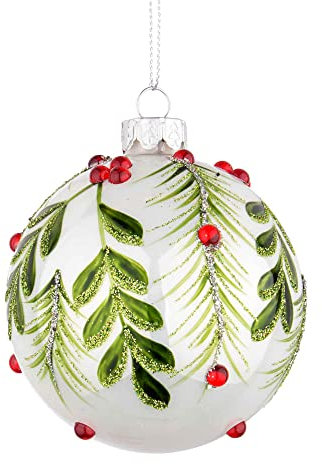 Palline di Natale in Vetro Bianche Verdi Eleganti Addobbi Albero Decorazioni