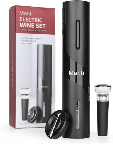 cavatappi elettrico per vino rosso, Apribottiglie elettrico con taglierino, tappo per sottovuoto, cavatappi elettrico con accessori per Ideale regalo, Famiglie e attività all' aperto (1 set)