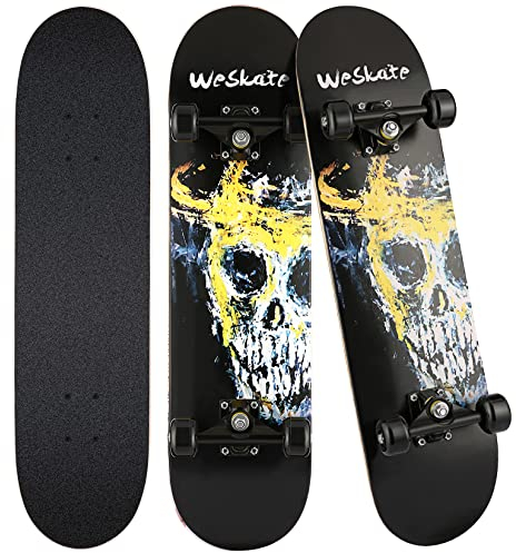 WeSkate Skateboards für Anfänger - 31 Zoll komplettes Standard Skateboard für Kinder Jugendliche Erwachsene , 7-lagiges Double Kick Deck Element Cruiser Skateboard mit ABEC-11 Kugellager, 31 x 8 Zoll Skateboards
