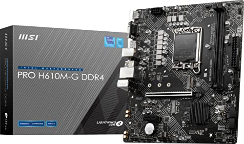 MSI PRO H610M-G DDR4 - Placa base (Intel Core de 12ª/13ª/14ª generación, zócalo LGA 1700, DDR4, PCIe 4, SATA 6Gb/s, LAN de 1 Gbps, ranuras M.2, USB 3.2, mATX)