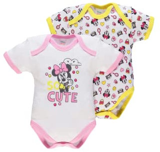 Ellepi Body Disney Mezza Manica Neonato Cotone Minnie Topolino Mesi Neonata Anni Bambino Baby Shower Regali Bambina Bimbo Bimba Intimo Neonati Bodini Maniche Maschio Femmina (1 Mese, Minnie Rosa)