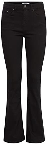 b.young BYLOLA BYLUNI Flare Damen Jeans Denim Hose Flared 5-Poket-Style Baumwolle mit Stretch Slim Fit, Größe:28/32, Farbe:Black (80001)
