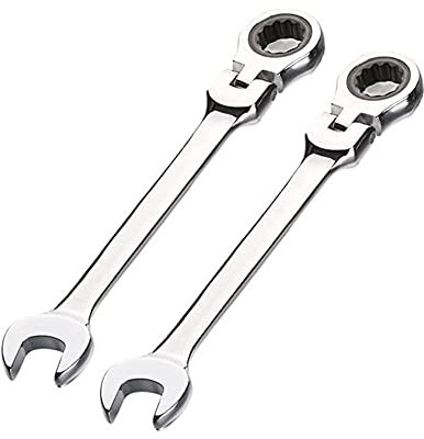 Aoktorkit 2Pcs Metric Tool Flex-Head Ratcheting Wrench Set 22MM,Professional Chrome Vanadium Ratchet Spanner Set Steel 72 Teeth 12 Point for DIY,Pipeline,Bicycle Repair and Home Maintance